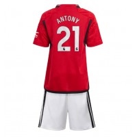 Fotbalové Dres Manchester United Antony #21 Dětské Domácí 2023-24 Krátký Rukáv (+ trenýrky)